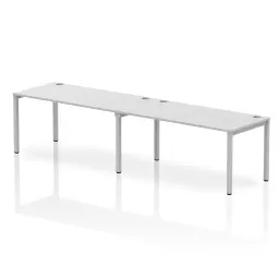 Impulse Single Row 2 Person Bench Desk W1600 x D800 x H730mm White Finish Silver Frame - IB00309