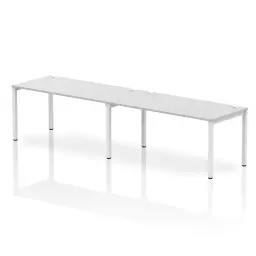 Impulse Single Row 2 Person Bench Desk W1600 x D800 x H730mm White Finish White Frame - IB00315