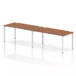 Impulse Single Row 2 Person Bench Desk W1600 x D800 x H730mm Walnut Finish White Frame - IB00314