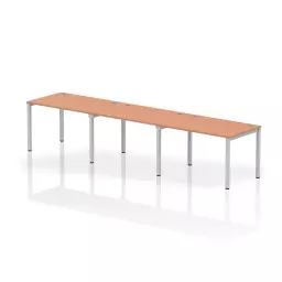 Impulse Single Row 3 Person Bench Desk W1200 x D800 x H730mm Beech Finish Silver Frame - IB00316