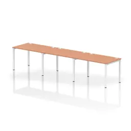 Impulse Single Row 3 Person Bench Desk W1200 x D800 x H730mm Beech Finish White Frame - IB00322