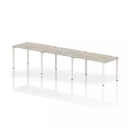 Impulse Single Row 3 Person Bench Desk W1200 x D800 x H730mm Grey Oak Finish White Frame - IB00323