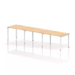 Impulse Single Row 3 Person Bench Desk W1200 x D800 x H730mm Maple Finish White Frame - IB00324