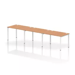 Impulse Single Row 3 Person Bench Desk W1200 x D800 x H730mm Oak Finish White Frame - IB00325