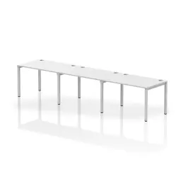 Impulse Single Row 3 Person Bench Desk W1200 x D800 x H730mm White Finish Silver Frame - IB00321