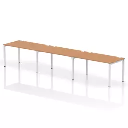 Impulse Single Row 3 Person Bench Desk W1400 x D800 x H730mm Oak Finish White Frame - IB00337