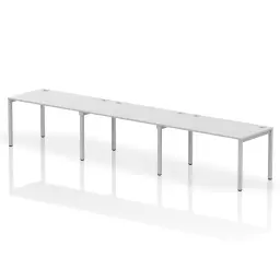Impulse Single Row 3 Person Bench Desk W1400 x D800 x H730mm White Finish Silver Frame - IB00333