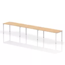 Impulse Single Row 3 Person Bench Desk W1600 x D800 x H730mm Maple Finish White Frame - IB00348