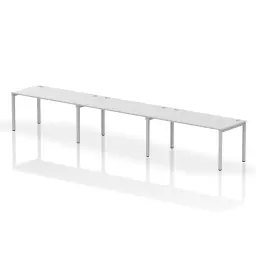 Impulse Single Row 3 Person Bench Desk W1600 x D800 x H730mm White Finish Silver Frame - IB00345