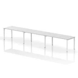 Impulse Single Row 3 Person Bench Desk W1600 x D800 x H730mm White Finish White Frame - IB00351