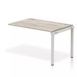 Impulse Single Row Bench Desk Extension Kit W1200 x D800 x H730mm Grey Oak Finish Silver Frame - IB00353