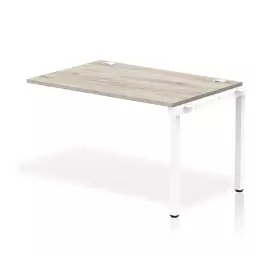 Impulse Single Row Bench Desk Extension Kit W1200 x D800 x H730mm Grey Oak Finish White Frame - IB00359
