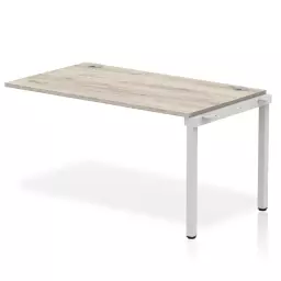 Impulse Single Row Bench Desk Extension Kit W1400 x D800 x H730mm Grey Oak Finish Silver Frame - IB00365
