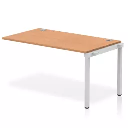 Impulse Single Row Bench Desk Extension Kit W1400 x D800 x H730mm Oak Finish Silver Frame - IB00367