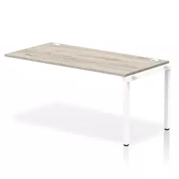 Impulse Single Row Bench Desk Extension Kit W1600 x D800 x H730mm Grey Oak Finish White Frame - IB00383
