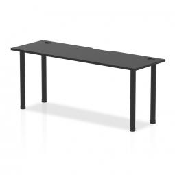 Dynamic Impulse Black Series 1800 x 600mm Straight Table Black Top with Cable Ports Black Post Leg I004207