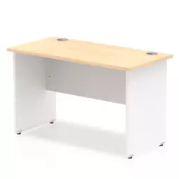 Impulse Straight Office Desk W1200 x D600 x H730mm Panel End Leg Maple Finish White Frame  - TT000123