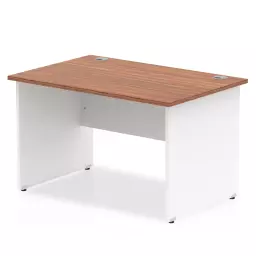 Impulse Straight Office Desk W1200 x D800 x H730mm Panel End Leg Walnut Finish White Frame  - TT000001