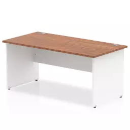 Impulse Straight Office Desk W1600 x D800 x H730mm Panel End Leg Walnut Finish White Frame - TT000013