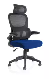 Iris Mesh Back Task Operator Office Chair Bespoke Stevia Blue Fabric Seat With Headrest - KCUP2034