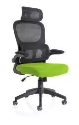 Iris Mesh Back Task Operator Office Chair Bespoke Myrrh Green Fabric Seat With Headrest - KCUP2033