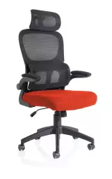 Iris Mesh Back Task Operator Office Chair Bespoke Tabasco Orange Fabric Seat With Headrest - KCUP2035