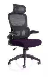 Iris Mesh Back Task Operator Office Chair Bespoke Tansy Purple Fabric Seat With Headrest - KCUP2039