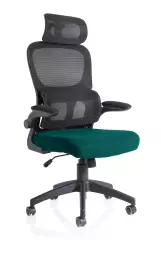 Iris Mesh Back Task Operator Office Chair Bespoke Maringa Teal Fabric Seat With Headrest - KCUP2038