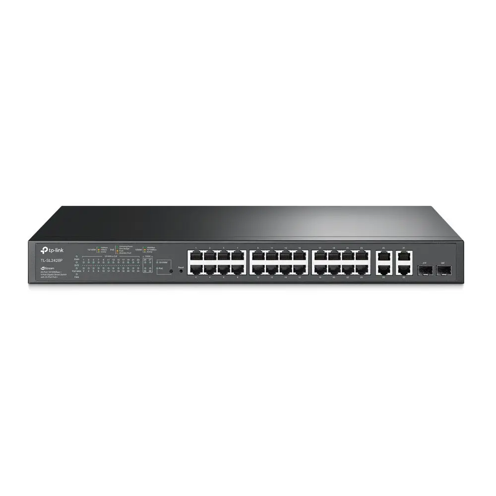 TP Link JetStream 28 Port 10 100Mbps Gigabit Smart Switch with 24 PoE Plus Ports