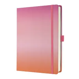 Sigel Jolie Journal A5+ 170x220x24mm Hardcover Fabric Hotfoil Coated 200 120gsm Dot Ruled Pages With Pen Loop & Elastic Fastener Gradient Sunset - JB1