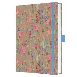 Sigel Jolie Notebook A5 Hardcover A5 152x203x19mm Kraft Paper Cover 192 100gsm Ruled Pages With Pen Loop & Elastic Fastener Floral - JN853