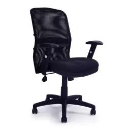 Nautilus Designs Jupiter Medium Back Mesh Executive Task Operator Office Chair With Adjustable Lumbar Support and Arms Black - DPA6200ATGFBK