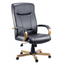 Kingston Bonded Leather Faced Executive Office Chair Black/Light Wood - 8512HLW