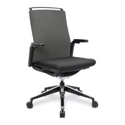 Nautilus Designs Libra High Back Fabric Executive Office Chair With Slimline Seat & Back Built-in Levers & Fixed Arms Grey - BCF/K500/BK-GY