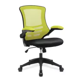 Nautilus Designs Luna Designer High Back Two Tone Mesh Task Operator Office Chair With Folding Arms & Black Shell Green/Black - BCM/T1302/GN