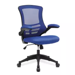 Nautilus Designs Luna Designer High Back Mesh Blue Task Operator Office Chair With Folding Arms and Black Shell - BCM/L1302/BL