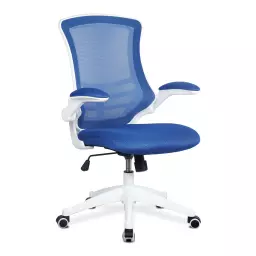 Nautilus Designs Luna Designer High Back Mesh Blue Task Operator Office Chair With Folding Arms and White Shell - BCM/L1302/WH-BL