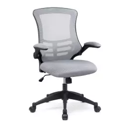 Nautilus Designs Luna Designer High Back Mesh Grey Task Operator Office Chair With Folding Arms and Black Shell - BCM/L1302/GY