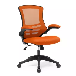 Nautilus Designs Luna Designer High Back Mesh Orange Task Operator Office Chair With Folding Arms and Black Shell - BCM/L1302/OG