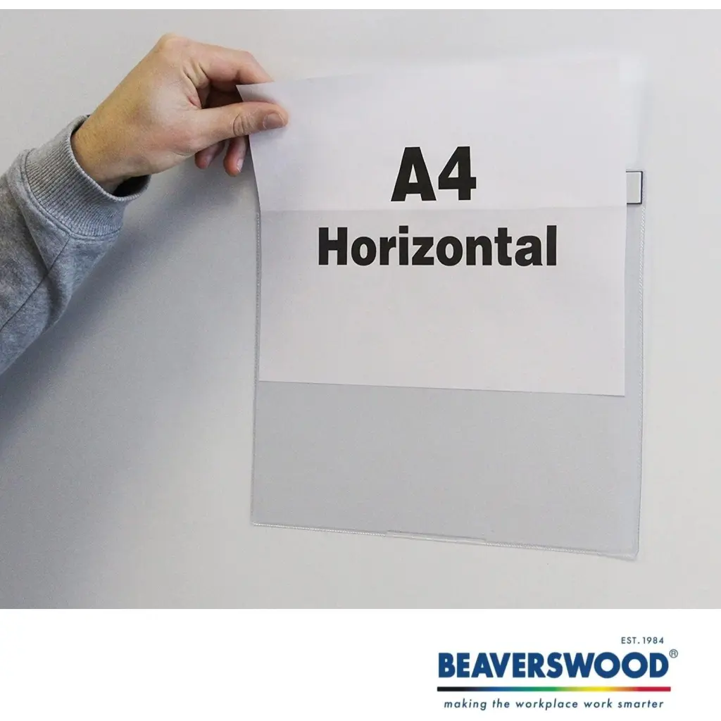 Beaverswood Magnetic Industrial Strength Document Pockets A4 Horizontal Clear (Pack 10) - MP4H/10
