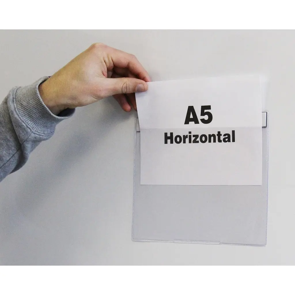 Beaverswood Magnetic Industrial Strength Document Pockets A5 Horizontal clear (Pack 10) - MP5H/10