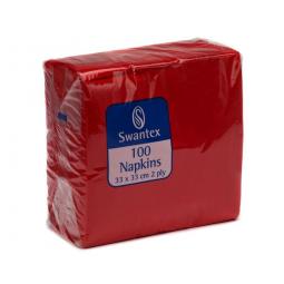 Maxima Napkins 2-Ply 330mm x 330mm Red Pack 100