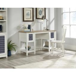 Mediterranean Shaker Style Desk White with Lintel Oak Finish 5424152