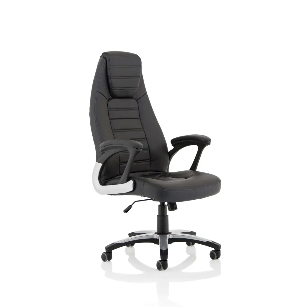 Dynamic Metropolis High Back Black Leather Look Executive Office Chair With Fixed Arms - EX000230