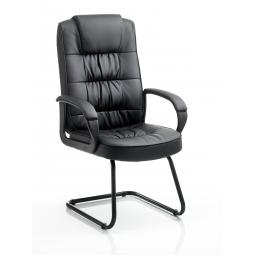 Moore Cantilever Visitor Chair Black Leather With Arms KC0151