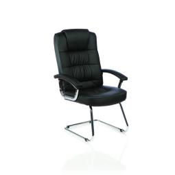 Moore Deluxe Soft Bonded Leather Cantilever Visitor Chair with Arms Black - KC0152