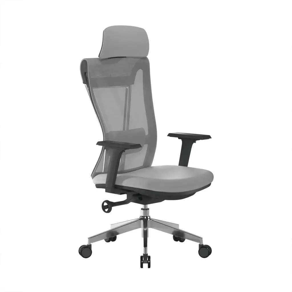 Nautilus Designs Moritz High Back Mesh Ergonomic Executive Chair With Adjustable Arms & Headrest Grey - Certified for 24 Hour Use - BCM/M355/GY