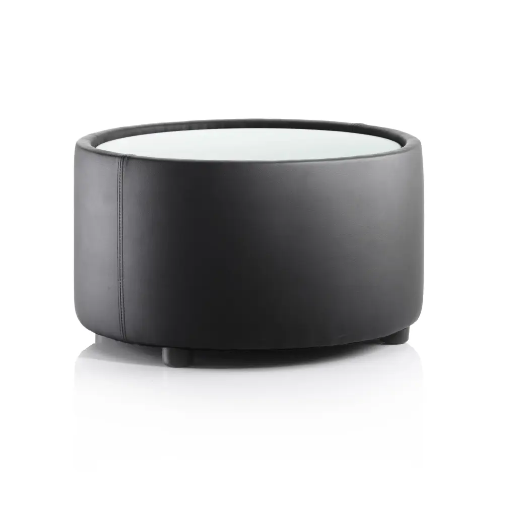 Dynamic Neo Round Table Black Leather Finish With Glass Top - BR000314