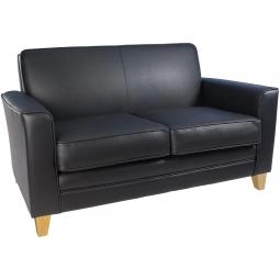 Newport 2 Seater Leather Faced Reception Sofa Black - N3562