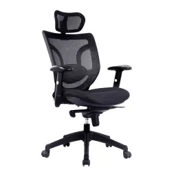 Nautilus Designs Newton High Back Mesh Synchronous Executive Office Chair With Integral Headrest and Height Adjustable Arms Black - BCM/K103/BK